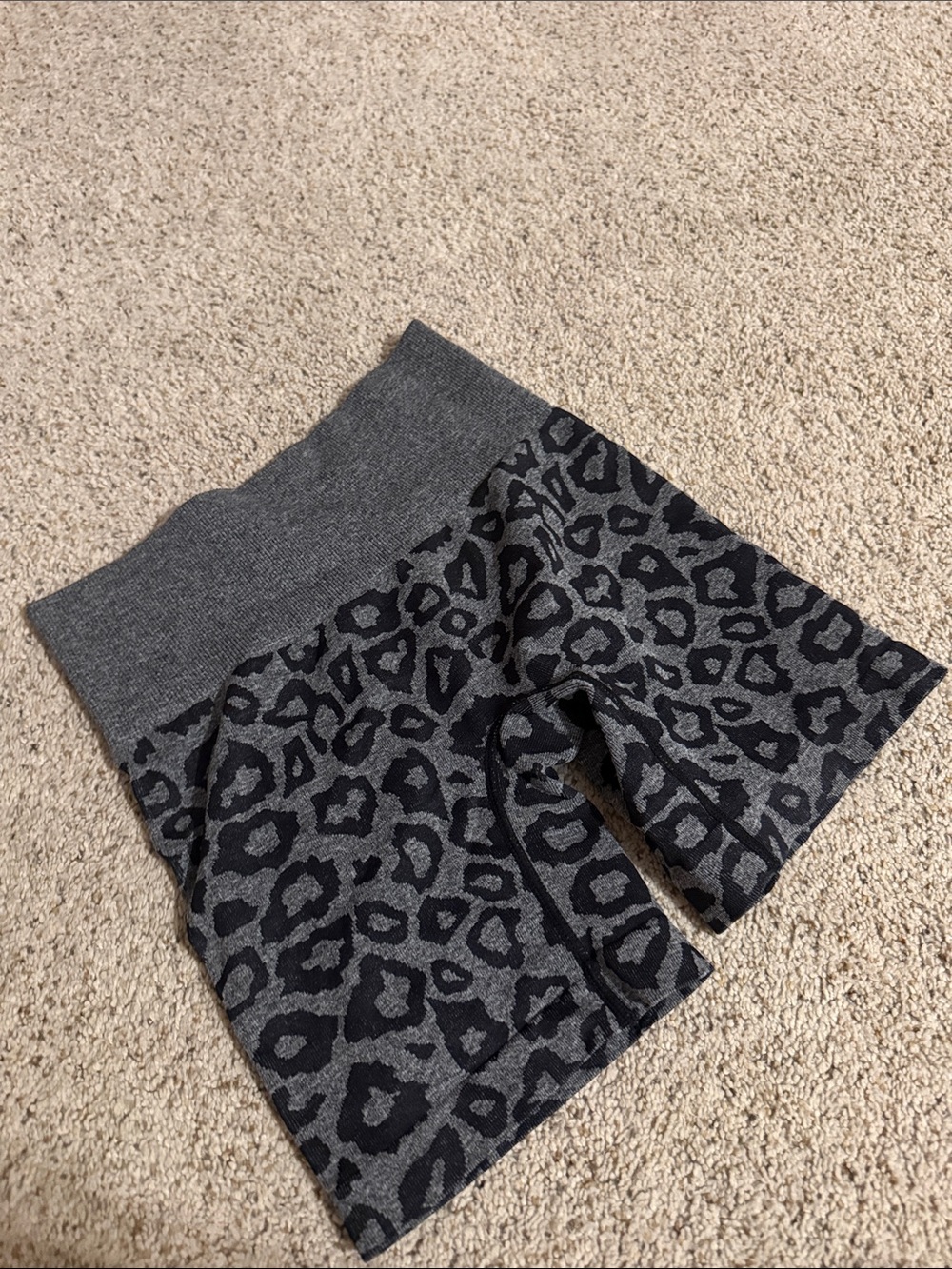 SHEIN Gray & Black Leopard Print Bike Shorts